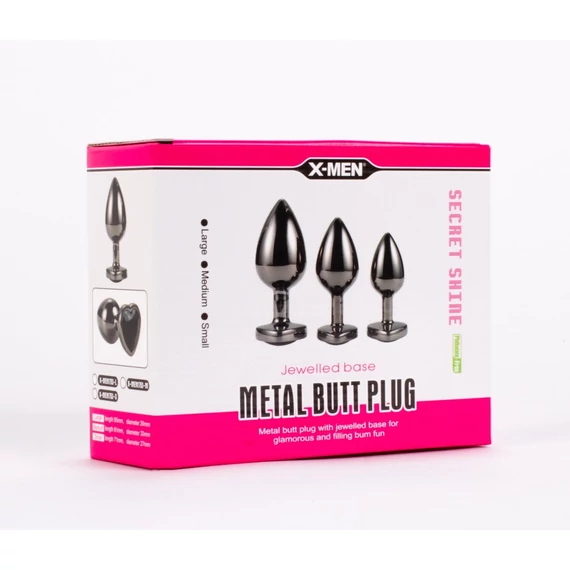 X-MEN Secret Shine Jewelled Base Metal Blug Plug Set Black