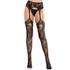Net Stockings with Attached Garter Belt - Black O/S